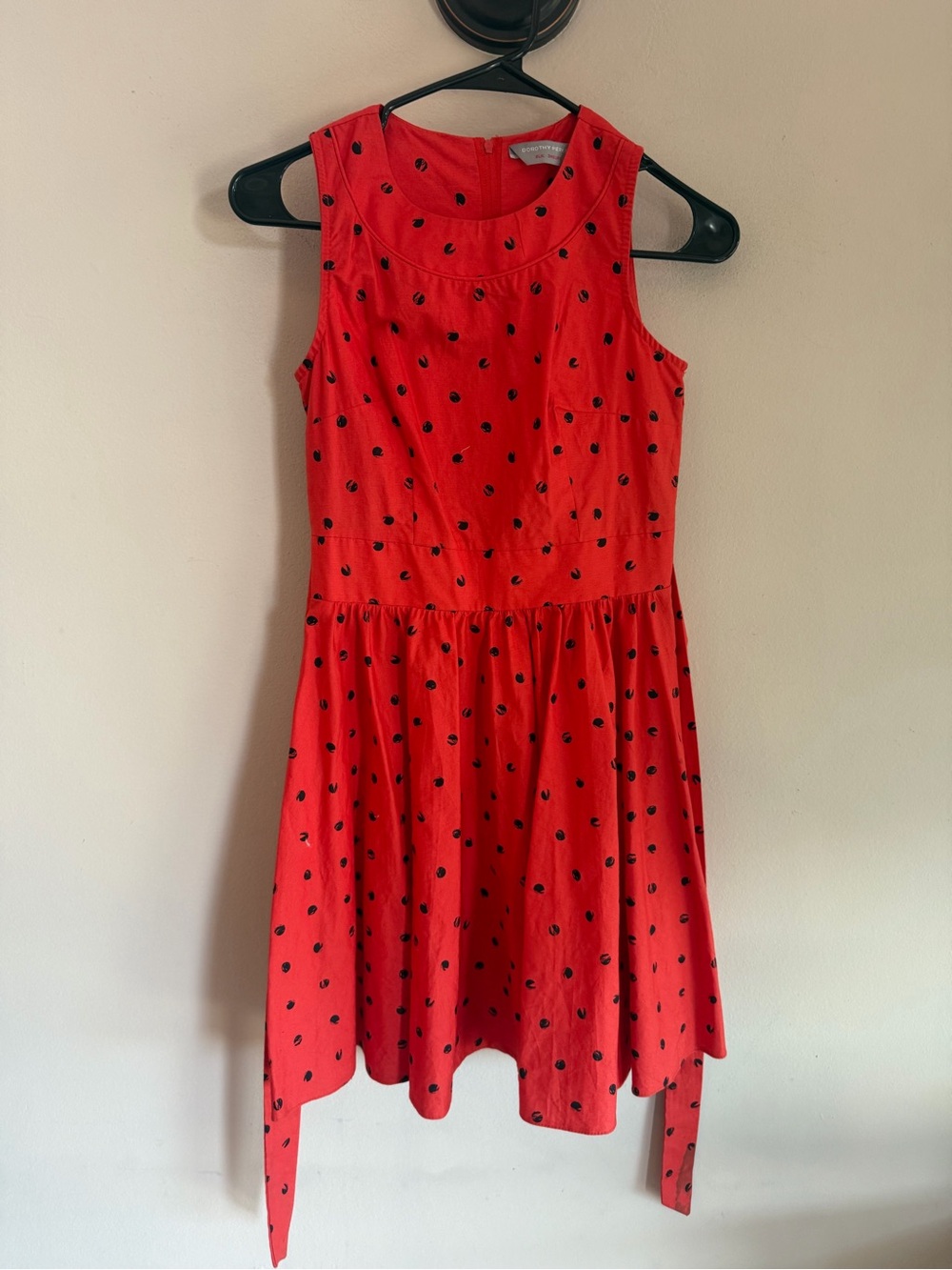 Dorothy Perkins Red Polka Dot Sleeveless Fit and Flare Dress Size UK 6 US 2